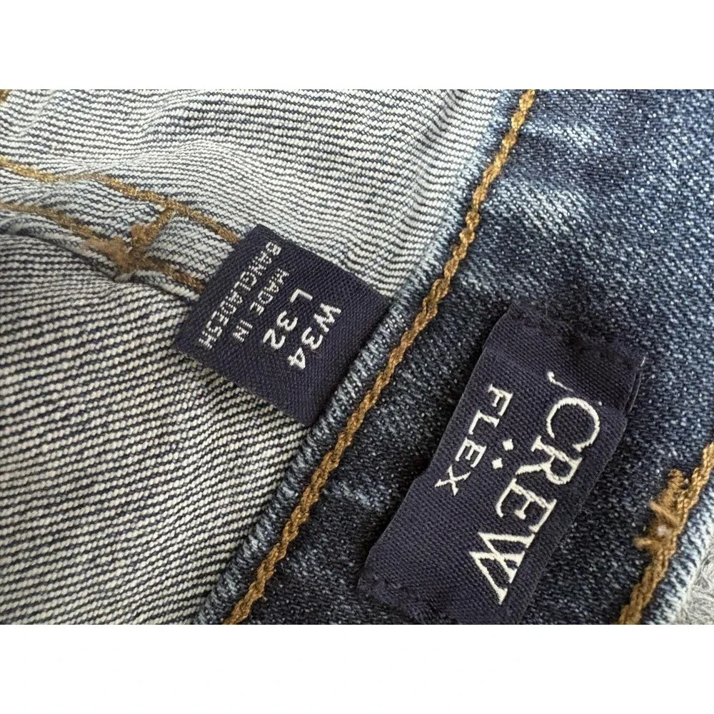 J.CREW Jeans Mens 34x32 Blue Slim Straight Flex Stretch Medium Wash Denim Casual